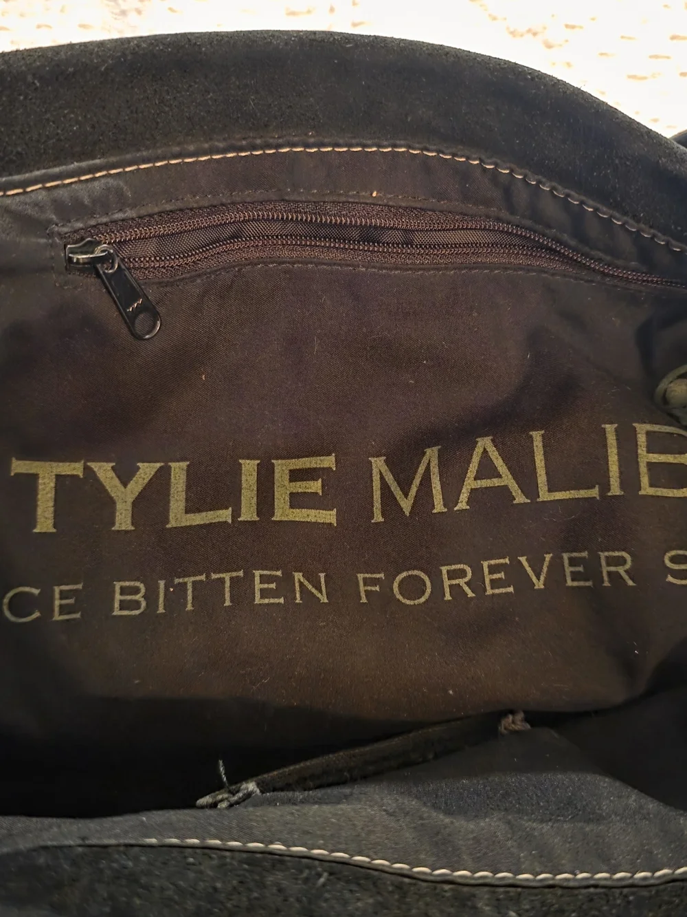 Tylie Malibu Black Suede Shoulder Bag With Embellished Leather Strap